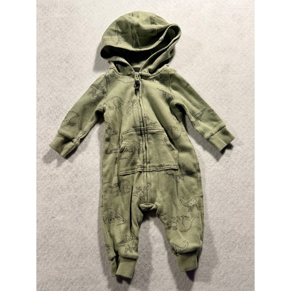Carter's Other - Carters Baby Boys Green Waffle Knit Dinosaur Hooded Jumpsuit Romper 3M